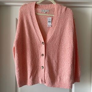 NWT Loft Chunky Knit Button Up Boyfriend Cardigan Sweater | Size XL